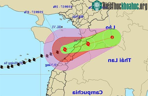Dự báo đường đi và khu vực ảnh hưởng của bão lúc 8h sáng nay. (Ảnh: NCHMF).