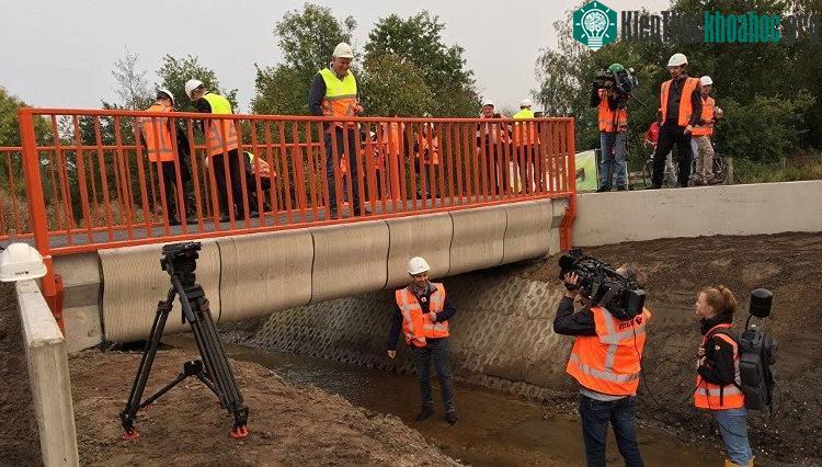 Chiếc cầu có hình dáng không quá đặc biệt, làm từ bê tông trần với kích thước 8 x 3,5m.