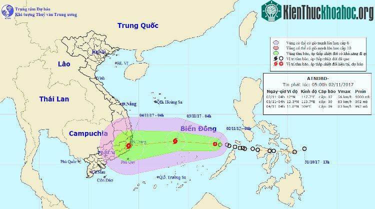 Hướng đi của áp thấp.