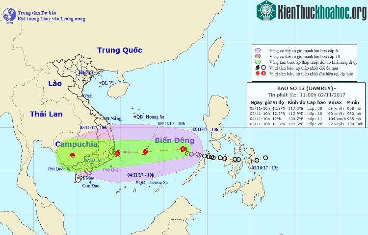 Hướng đi của bão số 12.