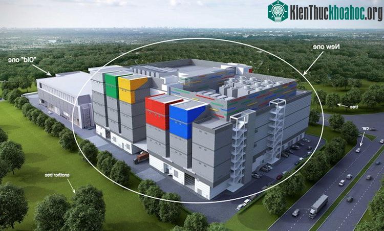 Trung tâm dữ liệu của Google đặt tại Singapore đang được mở rộng (vùng khoanh tròn).