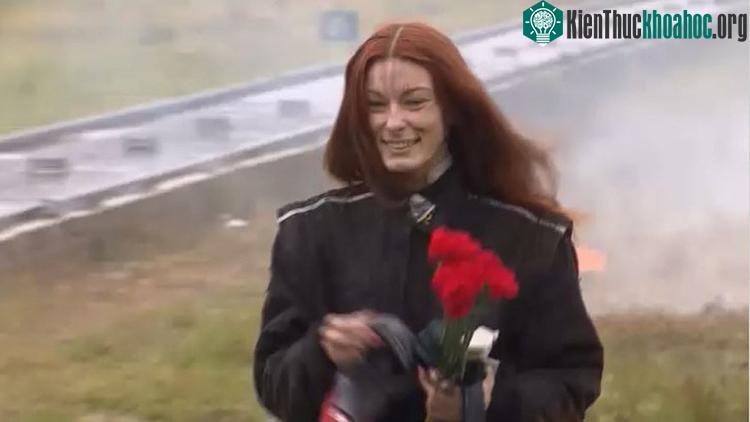 Cô Viktoria Kolesnikova sau khi hoàn thành công việc. (Ảnh: RT).