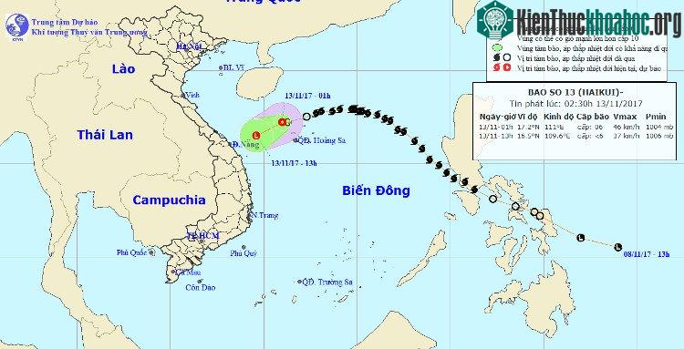 Vị trí và hướng đi của áp thấp nhiệt đới.