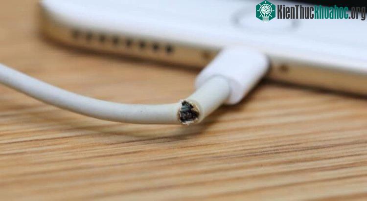 Hãy để ý xem trên dây, củ sạc có vấn đề nứt vỡ, sứt mẻ, toác hở gì không...