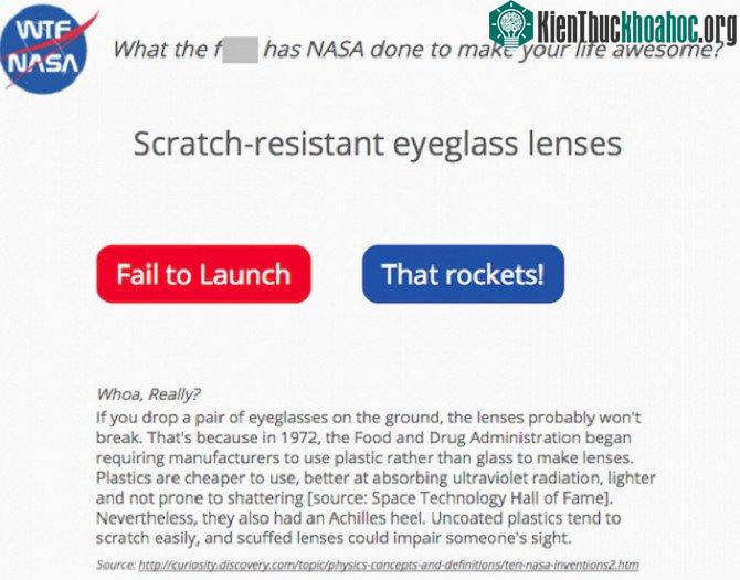 WTF NASA nhấn mạnh cách mà NASA đem lại lợi ích trên thực tế cho nhân loại chỉ bằng một dòng miêu tả.