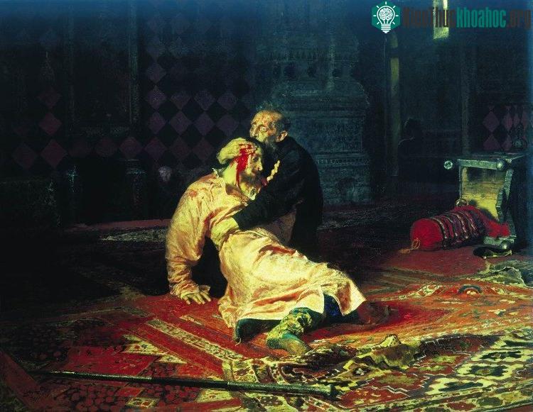 Tranh minh họa cảnh Ivan giết con trai.