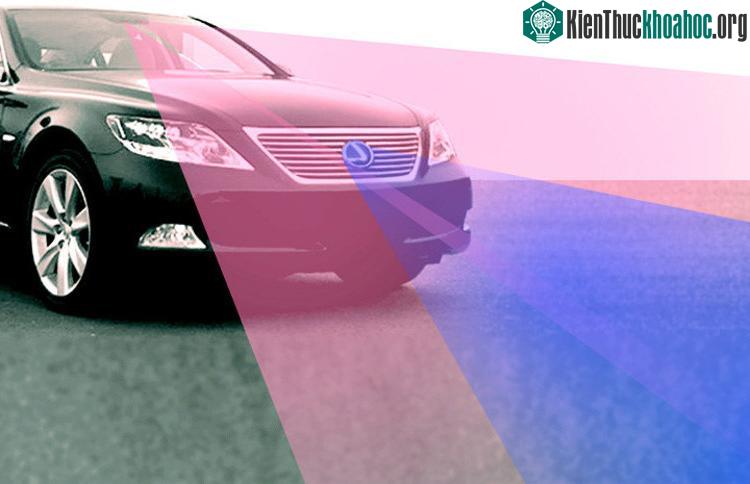 Hệ thống cảnh báo va chạm trên LS 600HL sử dụng radar bước sóng milimet (màu xanh)