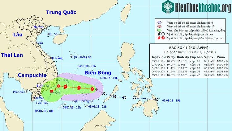 Hướng đi của bão Bolaven.