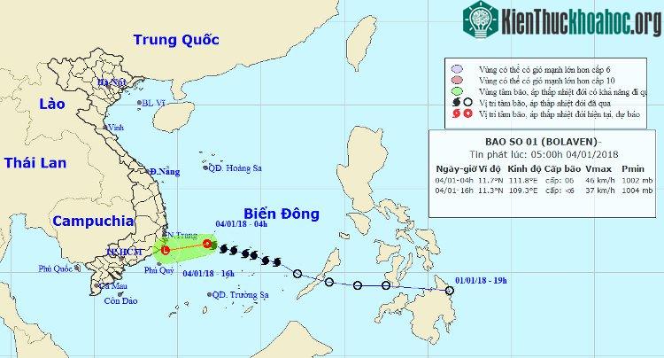 Đường đi và vị trí cơn bão. (Nguồn: nchmf.gov.vn).