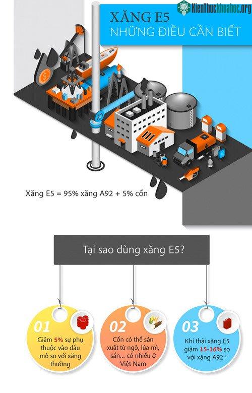 Sử dụng xăng E5 giúp giảm 5% sự phụ thuộc vào dầu mỏ so với các loại xăng thông thường.
