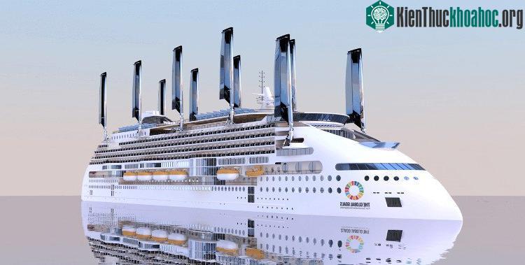 Ecoship sẽ sử dụng kết hợp giữa 10 cánh buồm, pin năng lượng mặt trời...