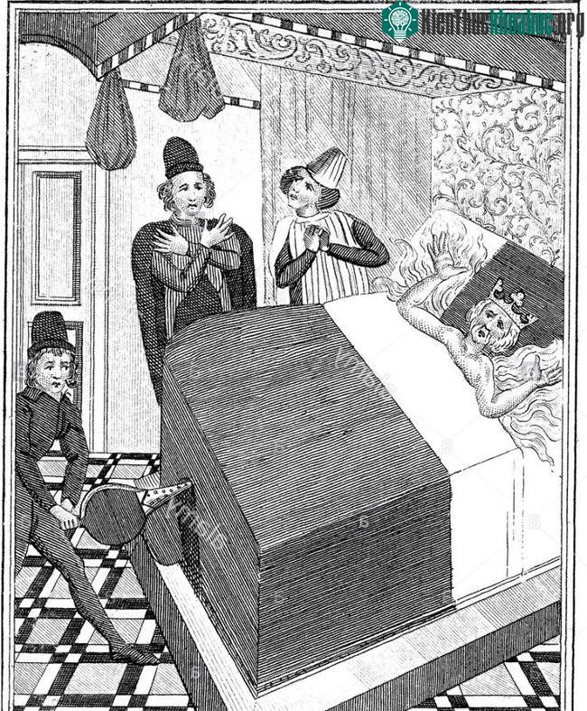 Charles II lâm trọng bệnh và phải quấn vải lanh ngâm rượu từ chân đến cổ.