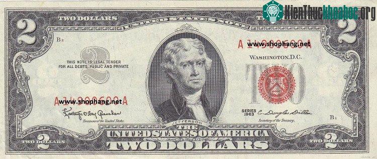 Tờ 2 USD mang biểu tượng may mắn.