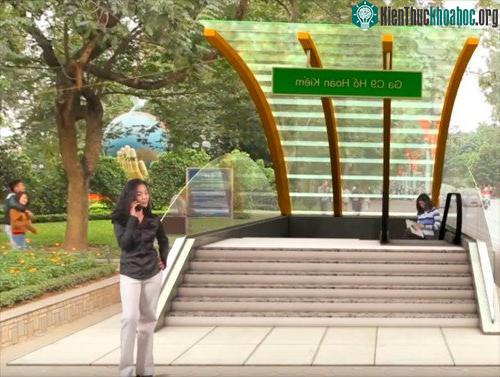 Phối cảnh kiến trúc lối lên xuống số 3 (nằm trong khu vực vườn hoa hồ Gươm).
