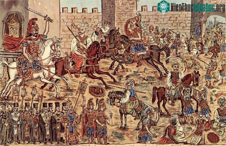 Binh sĩ Ottoman đã sử dụng chiến thuật kéo thuyền lên bờ để đánh chiếm thủ đô Constantinople.