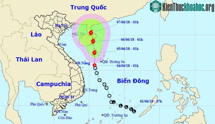 Vị trí và hướng đi của áp thấp nhiệt đới.
