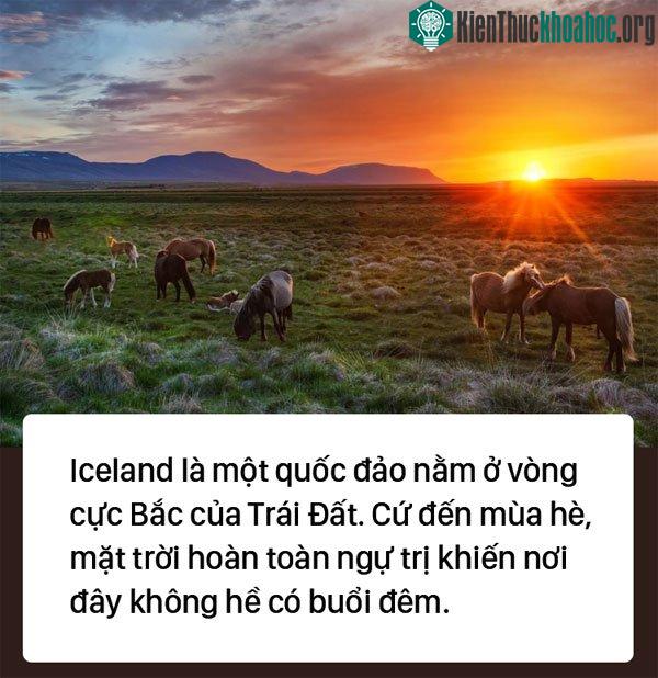 Iceland nằm ở vòng cực Bắc của Trái đất