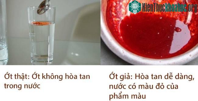 Nhận biết ớt bột thật bằng nước