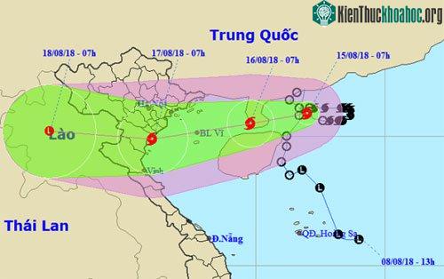 Dự báo đường đi và khu vực ảnh hưởng của bão Bebinca. (Ảnh: NCHMF).