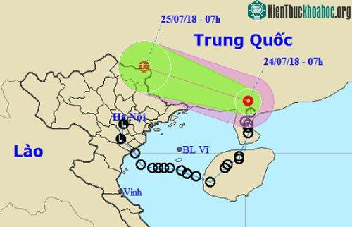Dự báo đường đi và khu vực ảnh hưởng của áp thấp nhiệt đới.