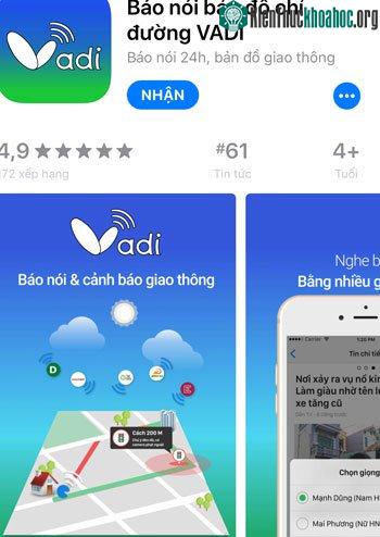 Ứng dụng Vadi trên hệ điều hành iOS. (Ảnh: PN).