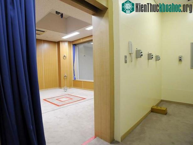 Có 3 nút bấm và đội thi hành án sẽ ấn nút đồng thời để kết liễu tử tù đứng ở ô màu đỏ.