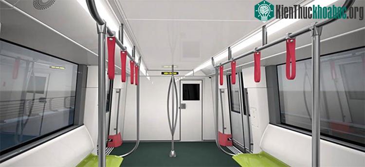 Bên trong tàu sử dụng màu trắng và xanh lá mạ làm chủ đạo