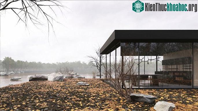 Thiết kế tường bằng kính trong suốt tạo cảm giác hòa mình vào thiên nhiên.