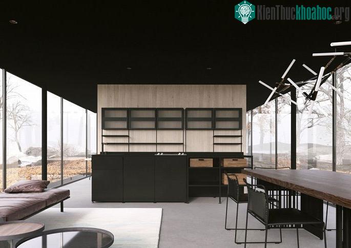 Các đồ vật được thiết kế tối giản, mang gam màu tối tạo cảm giác thông thoáng và rất