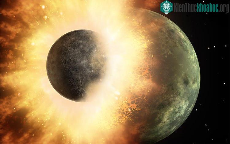 Hành tinh Theia lao vào Trái đất - (ảnh đồ họa của NASA).