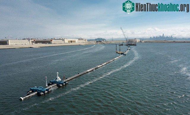 Chiếc bẫy nổi này sẽ được lai dắt đến một địa điểm để thử nghiệm trong hai tuần.