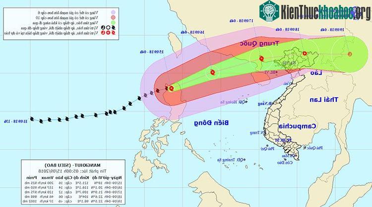 Hướng di chuyển của bão Mangkhut.
