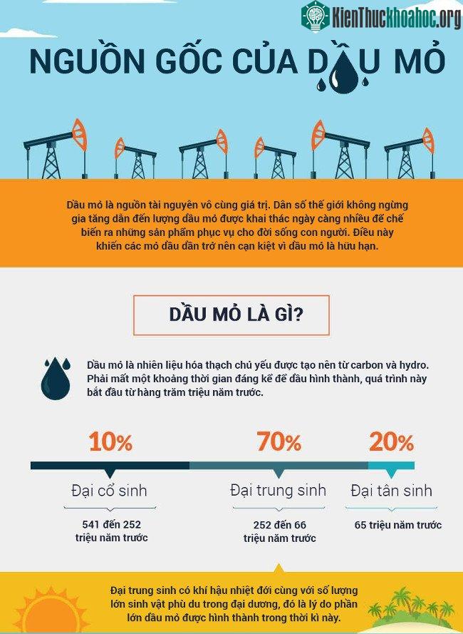 Dầu mỏ là nhiên liệu hóa thạch được hình thành từ carbon và hydro.