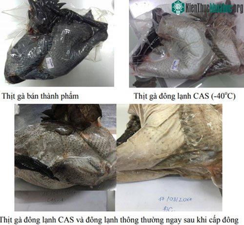 Thịt gà đông lạnh bảo quản bằng công nghệ CAS. (Ảnh: T.H).