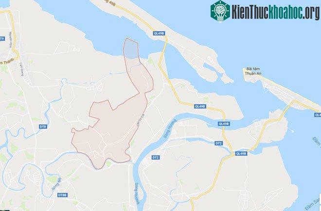 Xã Quảng Thành (vòng đỏ), địa điểm phát hiện cổ vật Chăm Pa.