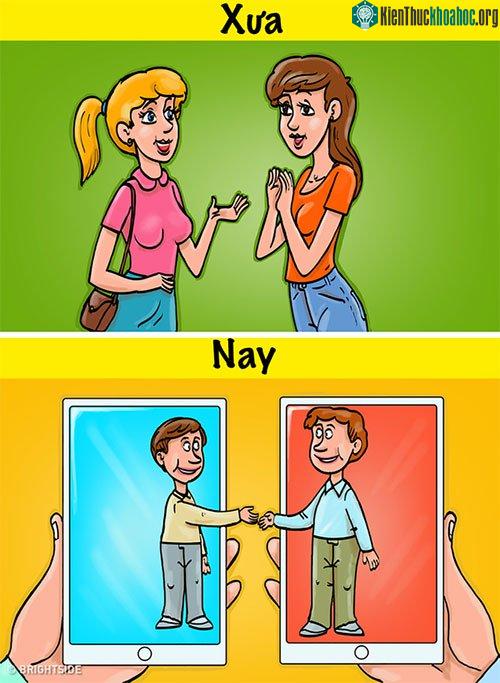 Gặp gỡ nhau ngày xưa phải tới điểm hẹn, nhưng giờ đây chỉ thông qua mạng xã hội.