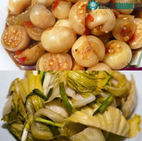 Dưa và cà muối quen thuộc trong bữa cơm người Việt nhưng không phải ai cũng thích hợp để ăn. (Ảnh: Cẩm Anh).