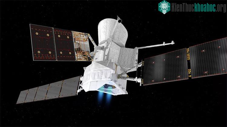 Đồ họa mô phỏng sứ mệnh BepiColombo thăm dò sao Thủy được vận hành bằng năng lượng chạy điện ion