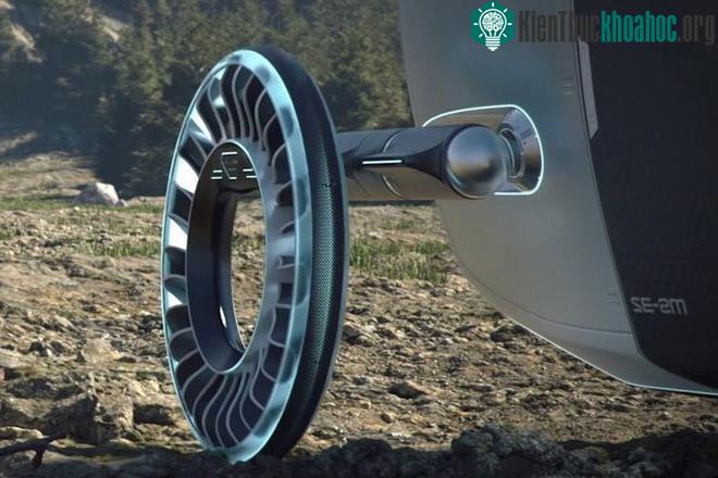 Lốp xe Aero có hình tròn và xoay quanh một trục ở giữa.