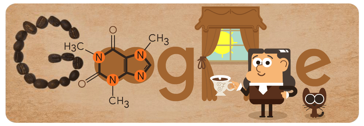 Google Doodle ngày 8/2 vinh danh công lao của nhà bác học Friedlieb Ferdinand Runge. Nguồn: Google.