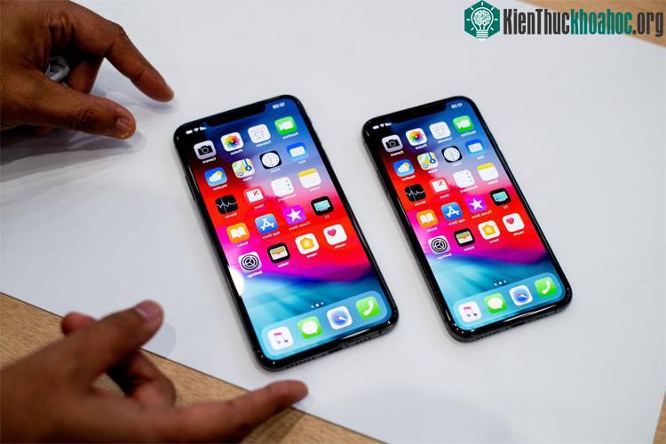 Điện thoại thông minh iPhone Xs Max (phải) và iPhone Xs của Apple.