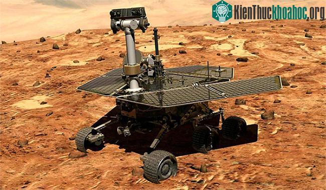 Xe thám hiểm Opportunity trên bề mặt sao Hỏa.