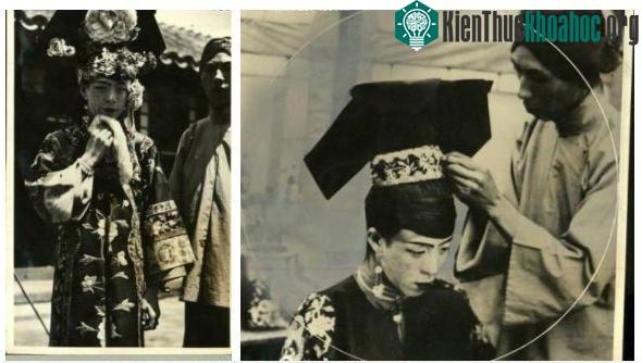 Những người hầu trong nhà được phân công búi tóc và mặc trang phục thành hôn cho tân nương.
