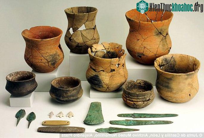 Các vại gốm đặc trưng cho văn hóa Beaker - (ảnh: BẢO TÀNG NUMANTINO).