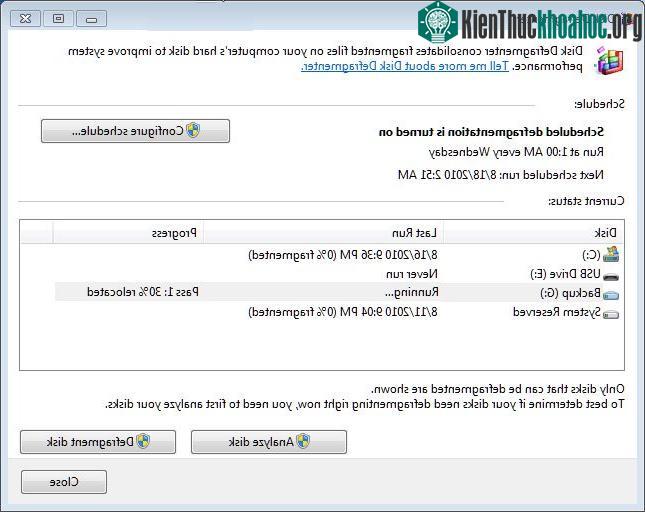 Microsoft tích hợp sẵn chương trình chống phân mảnh ổ cứng bên trong Windows.