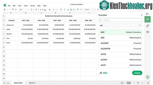 Zoho Sheets&nbsp;