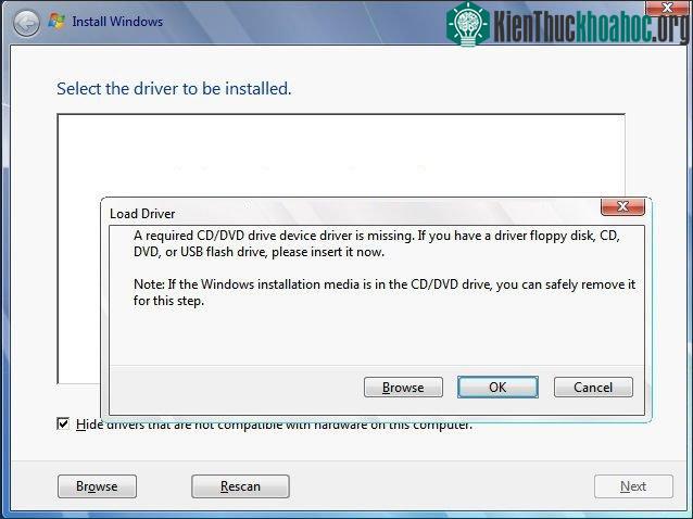 Lỗi Load driver thiếu Driver USB 3.0