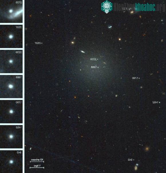 Thiên hà này có tên gọi NGC 1052-DF4, bên trong không hề có vật chất tối nào cả. (Nguồn ảnh: Phys).