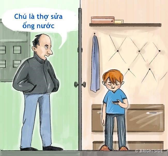 Không mở cửa cho người lạ khi ở nhà một mình