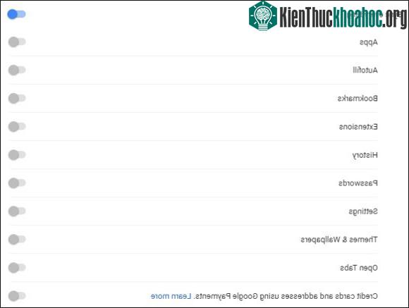 Nhấp chọn Sync trong Settings